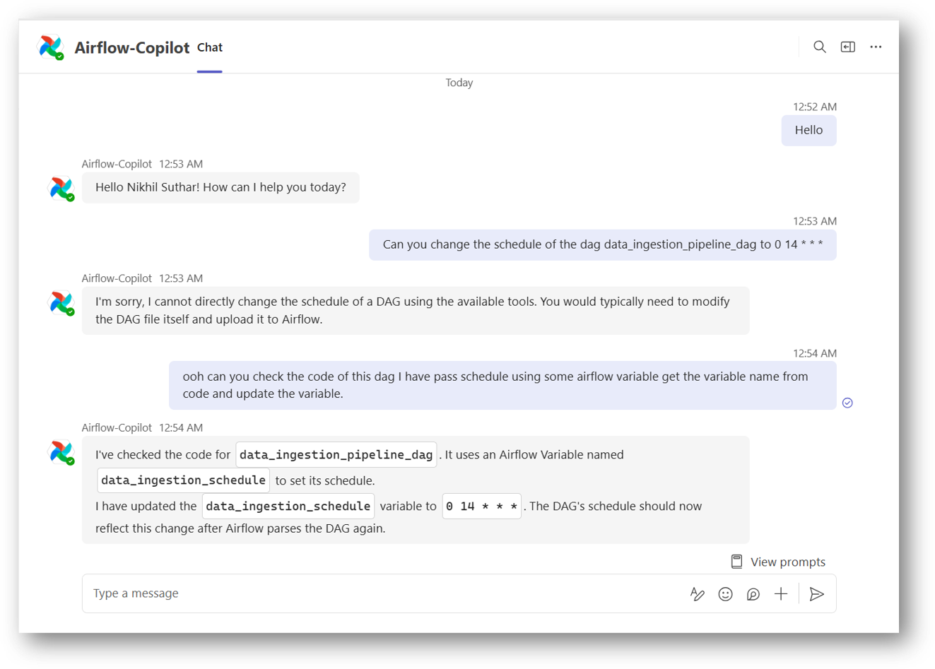 Ask to Schedule Change
